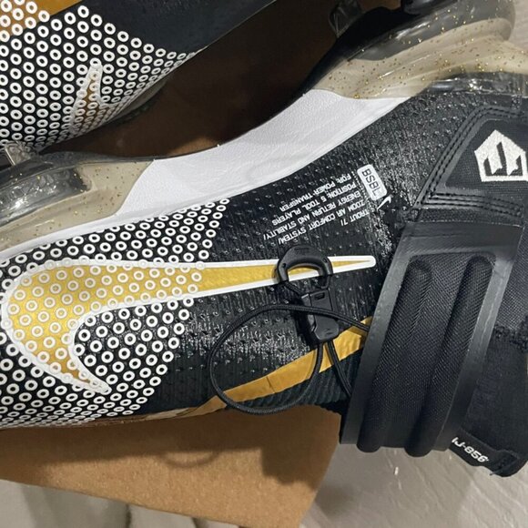 NIKE FORCE ZOOM TROUT BLACK METALLIC GOLD WHITE MEN CLEATS SZ 16 FOOTBALL SPORTS - Picture 8 of 16